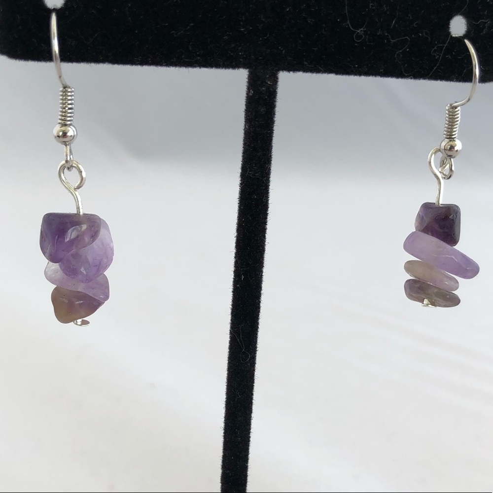Handmade amethyst stone earrings